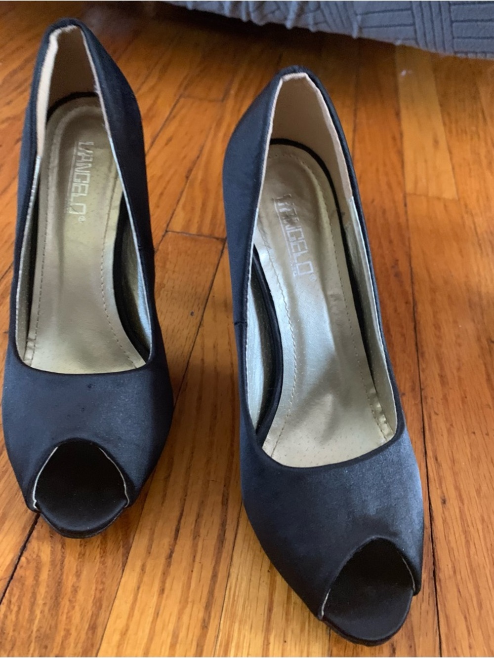Black Peep-Toe Women's Dress Heels